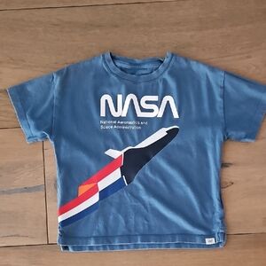 GAP Blue NASA Graphic Tee with Multicolor Space Shuttle Size 4T
